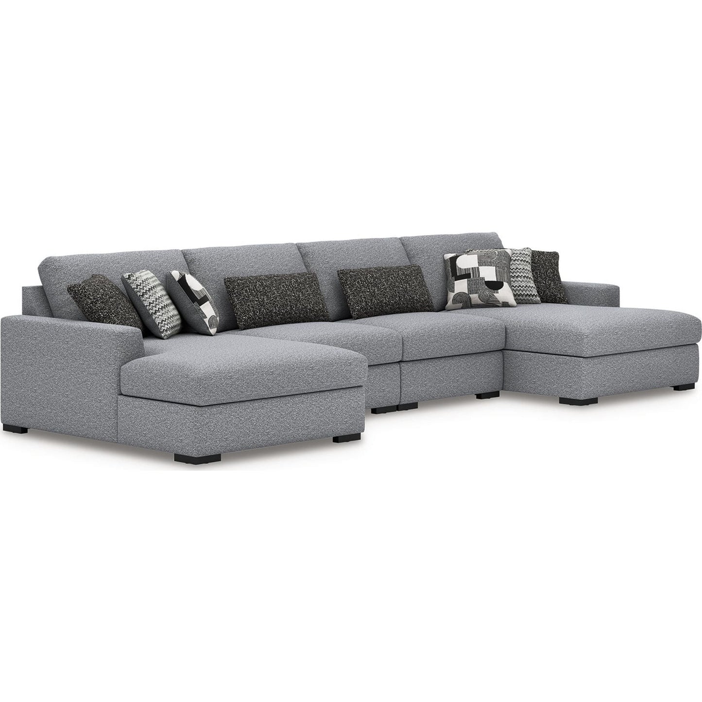 Bealton 4 Piece Sectional with Double Chaise - Salt and Pepper