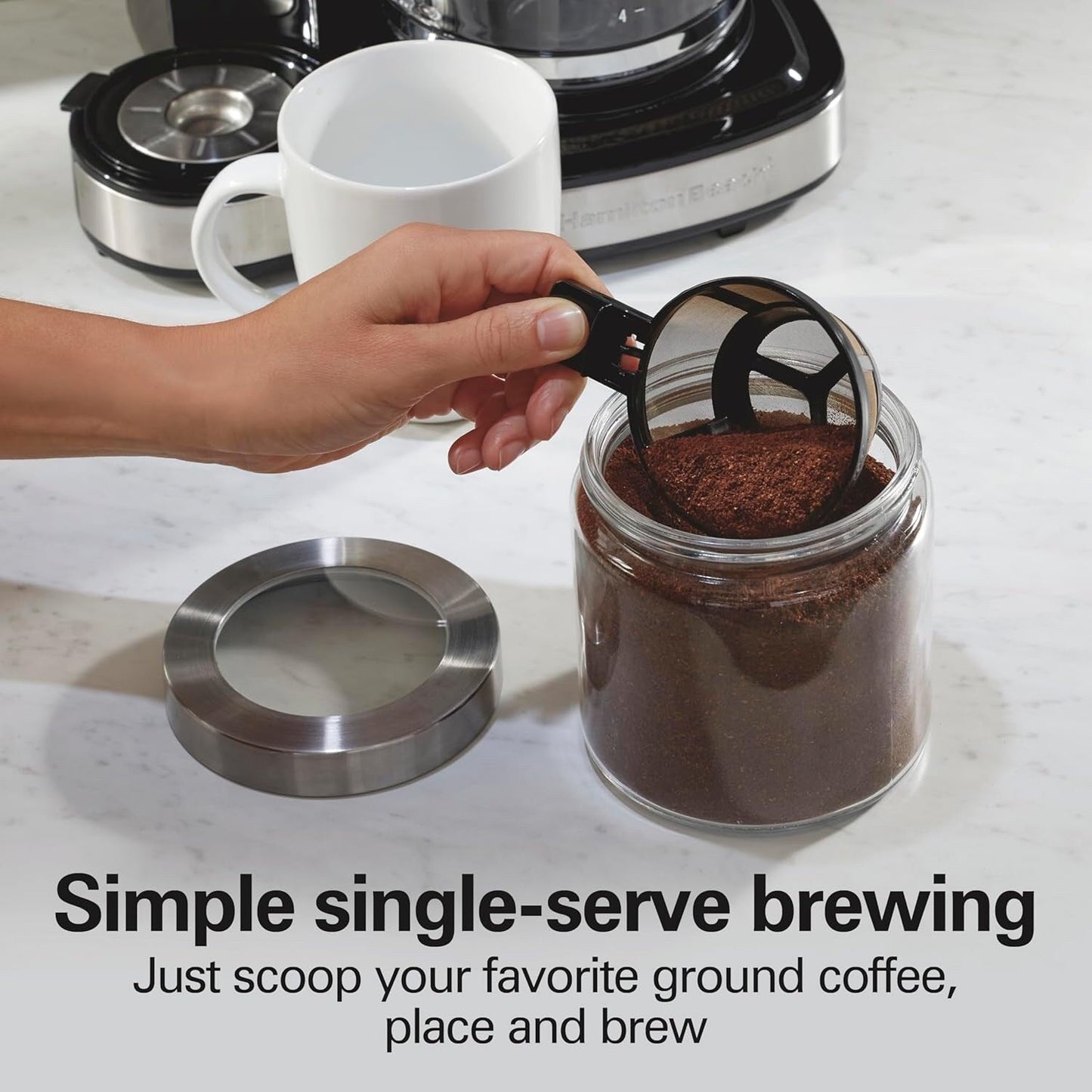 2-Way 12-Cup Coffee Maker & Single Serve, Glass Carafe, Auto Pause & Pour, Black