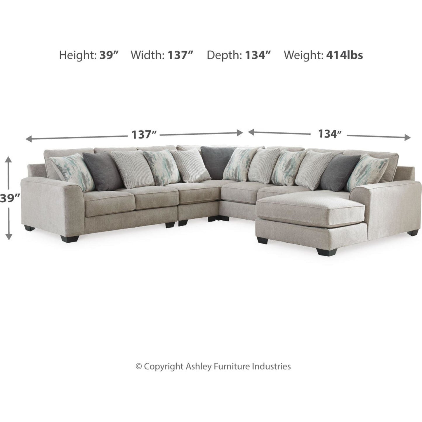 Ardsley 5 Piece Sectional with Chaise