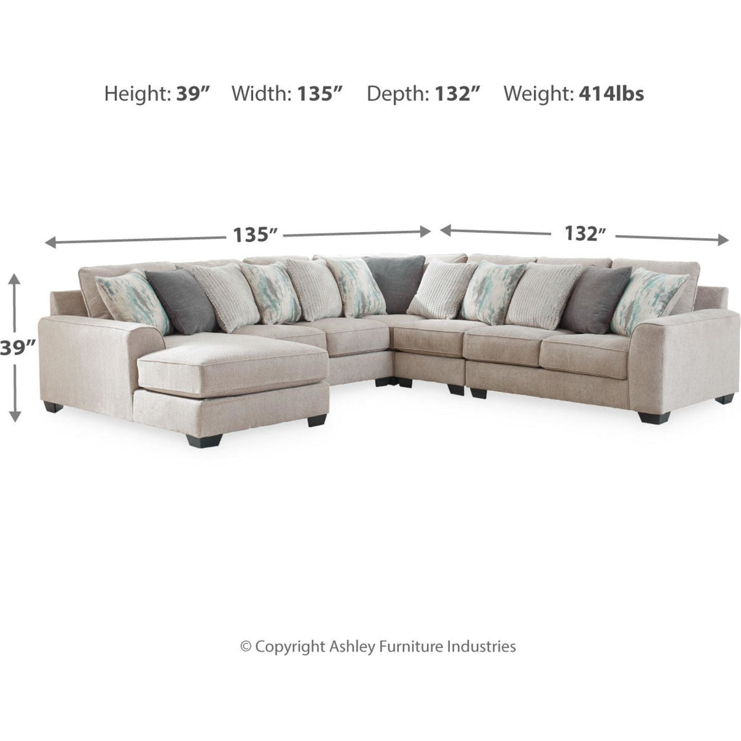 Ardsley 5 Piece Sectional with Chaise