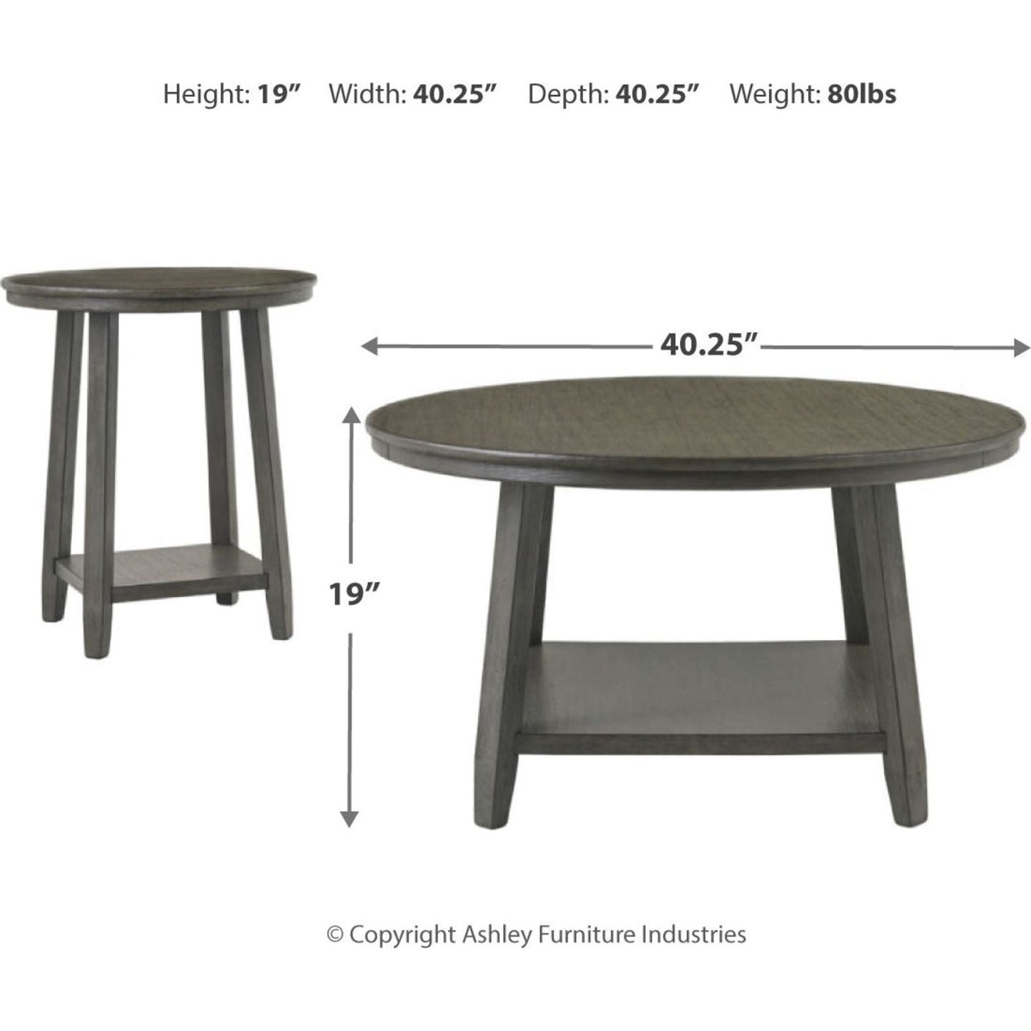 Caitbrook 3 Pack Tables - Gray