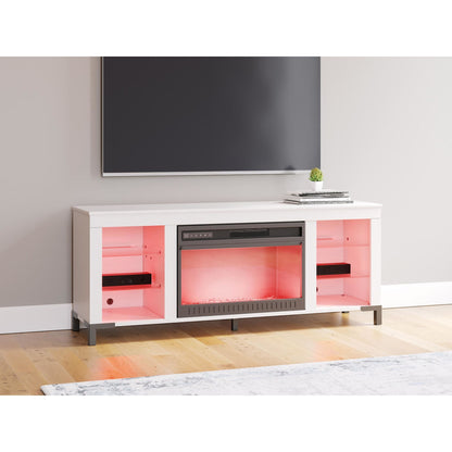Brollevi TV Stand with Fireplace - White