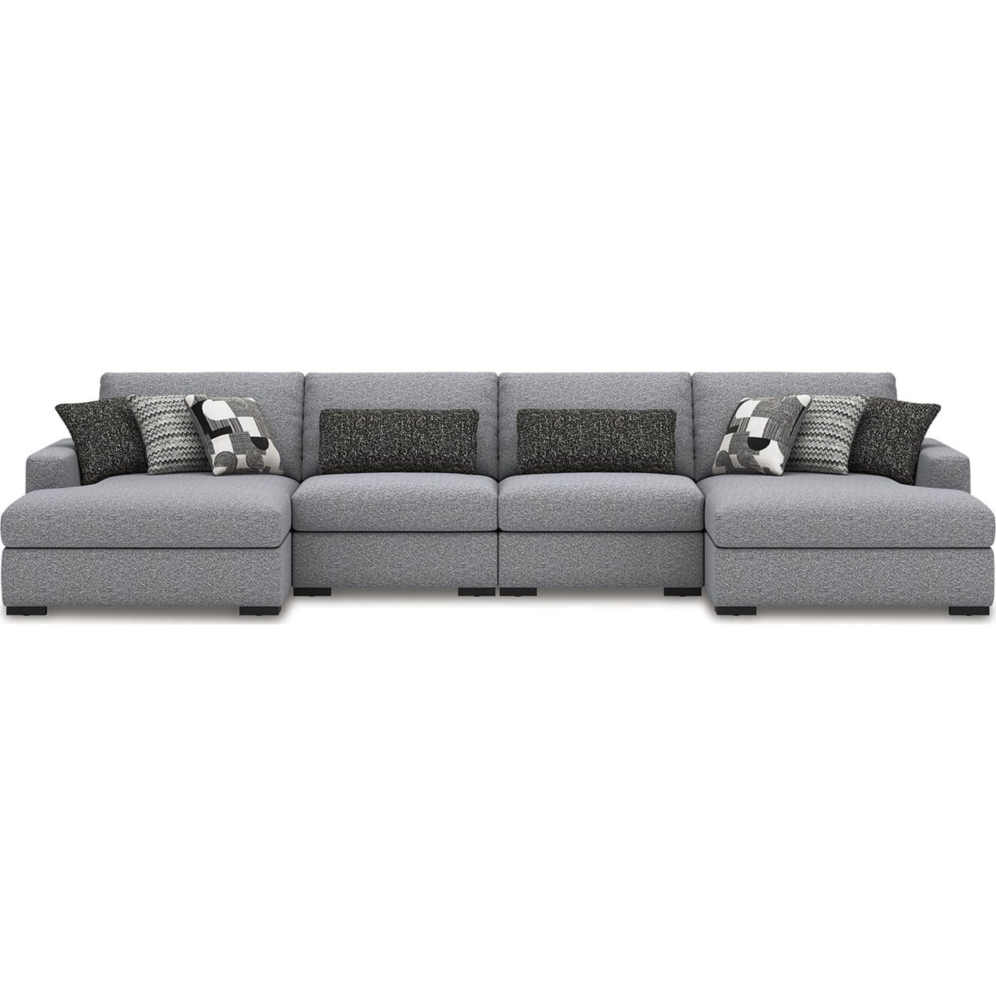 Bealton 4 Piece Sectional with Double Chaise - Salt and Pepper