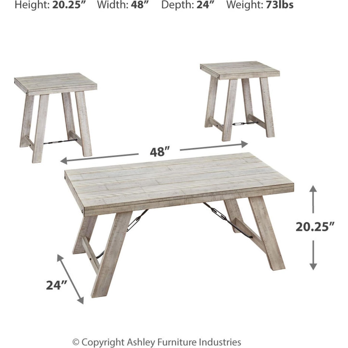 Carynhurst 3 Pack Tables - Whitewash