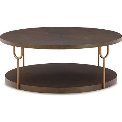 Brazburn Coffee Table - Dark Brown/Gold Finish