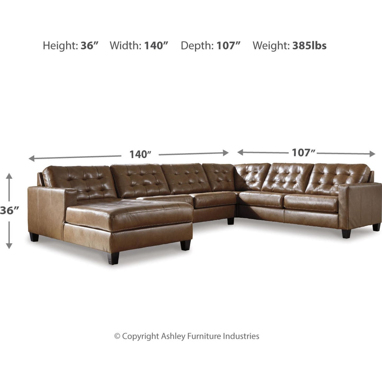 Baskove 4 Piece Sectional with Chase