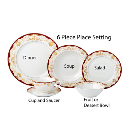 24 Piece Dinnerware Set-Bone China, Service for 4 by Lorren Home Trends