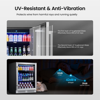 24 Inch Beverage Fridge 140 Can Beverage Refrigerator for Soda Wine Drinks - 24 inch