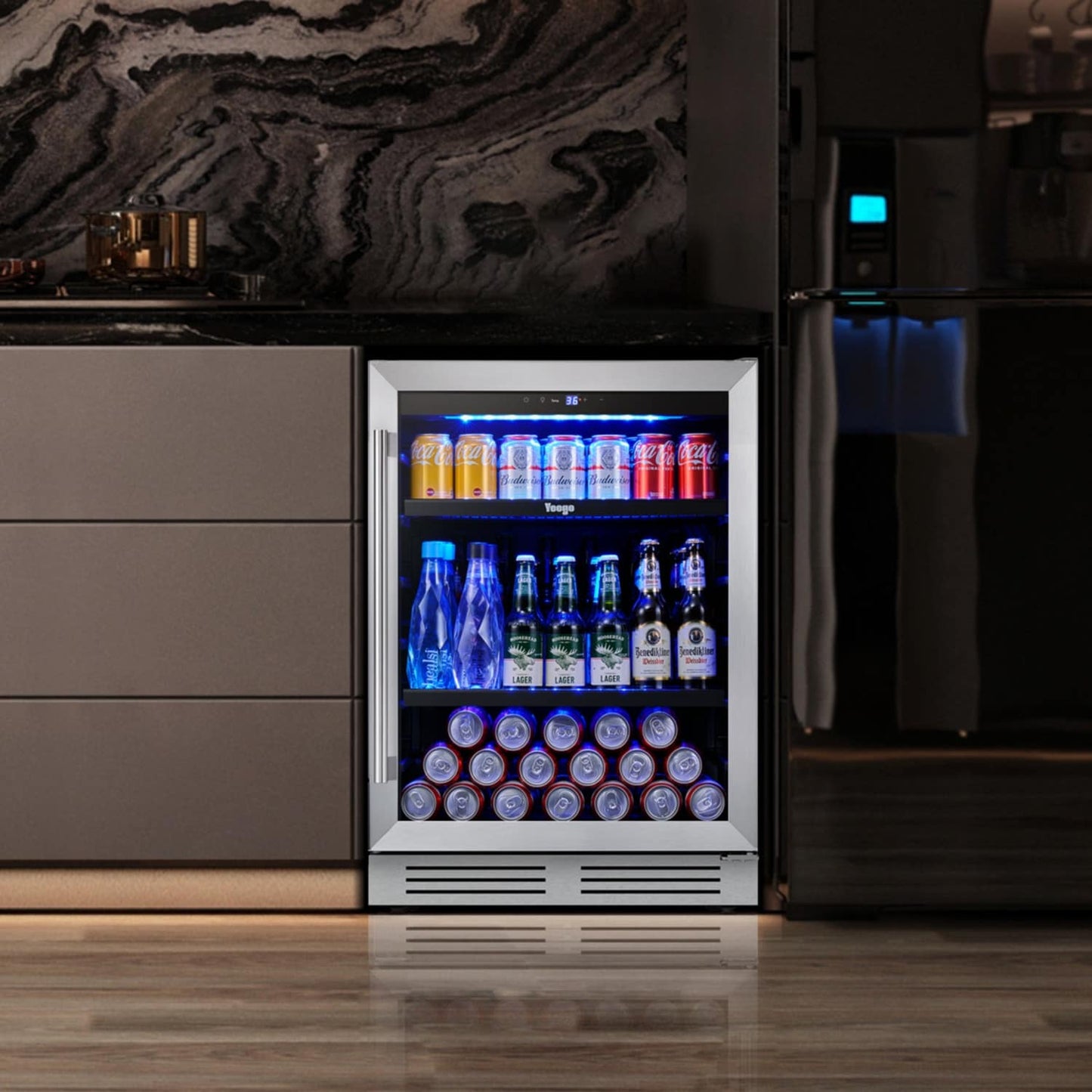 24 Inch Beverage Fridge 140 Can Beverage Refrigerator for Soda Wine Drinks - 24 inch