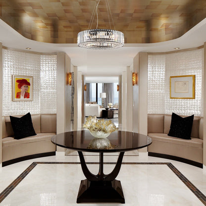 24.8 in. 8-Light Farmhouse Chandelier, Crystal Chandelier, Drum Chandelier for Dining Room Living Room Bedroom Kitchen