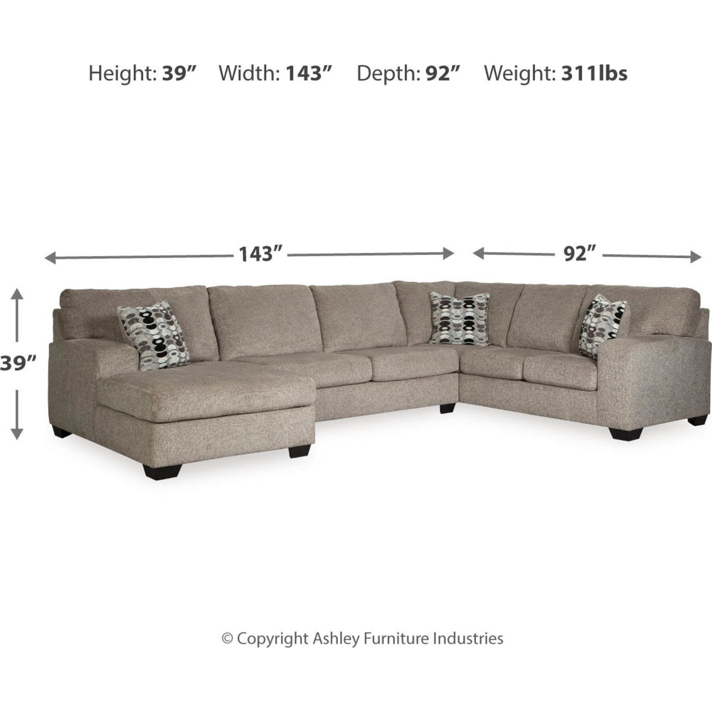 Ballinasloe 3 Piece Sectional with Chaise