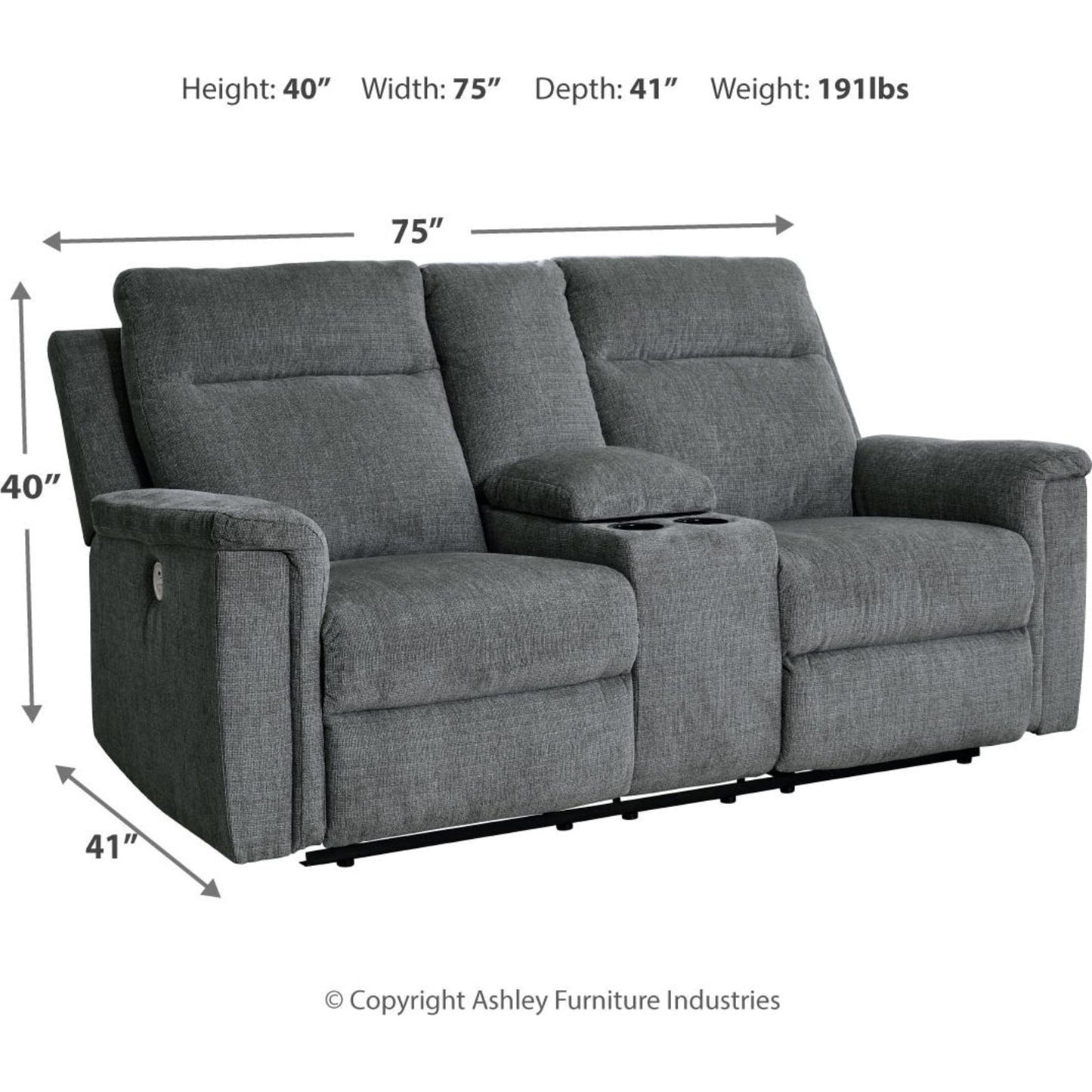 Barnsana Power Reclining Loveseat with Console