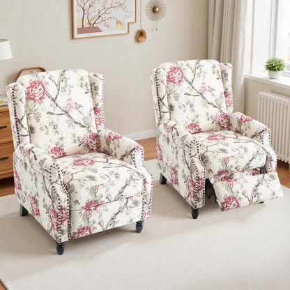 29'' W Vintage Floral Manual Push Back Recliner Chair Set of 2