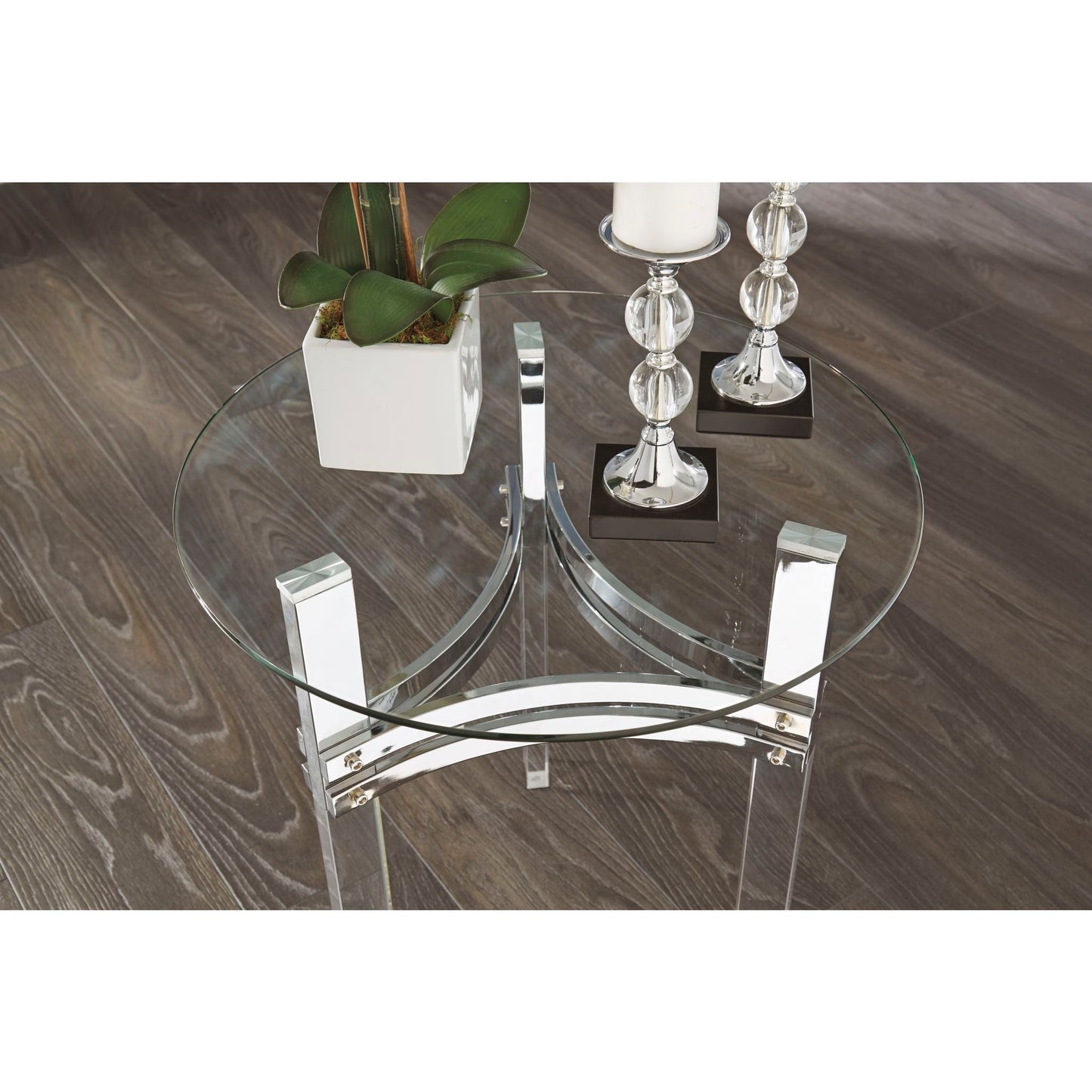 Braddoni End Table - Chrome Finish