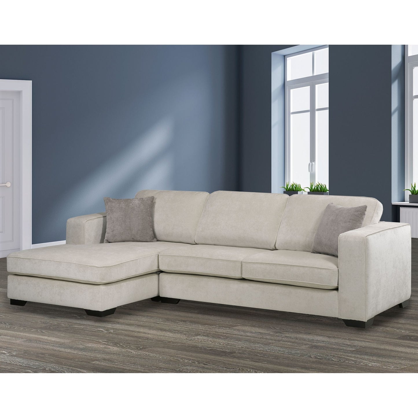 Amber 2 Piece Sectional with Chaise - Cream