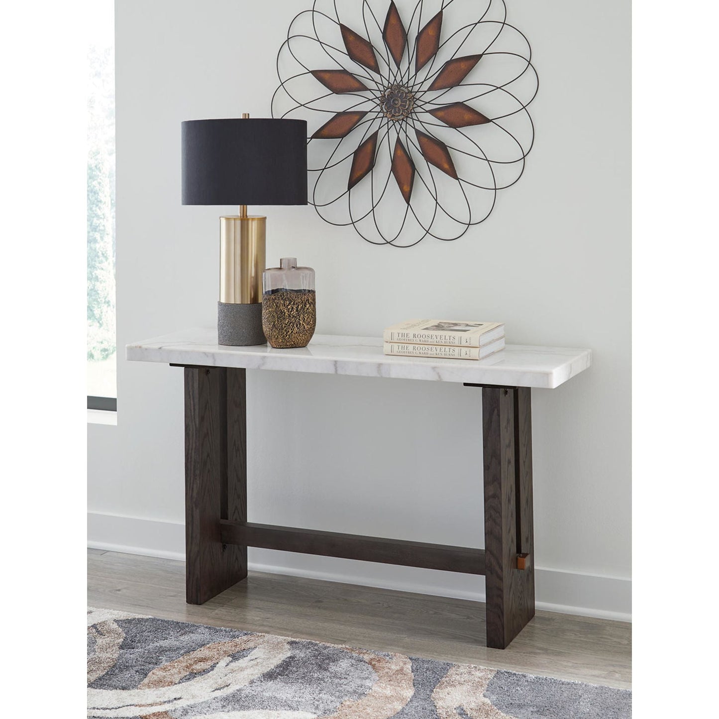 Burkhaus Sofa Table - White/Dark Brown