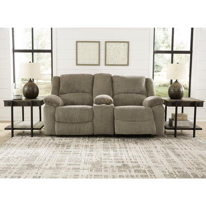 Draycoll Power Reclining Loveseat with Console - Pewter