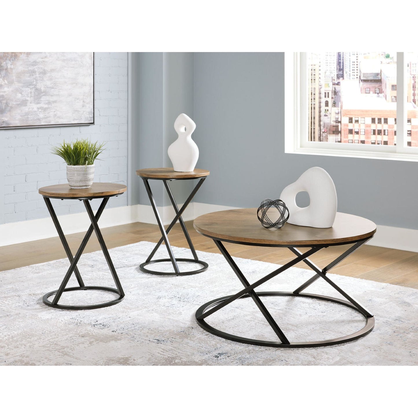 Cassbryn 3 Pack Tables - Brown/Black