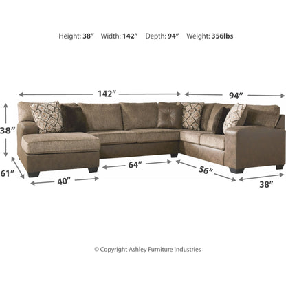 Abalone 3 Piece Sectional with Chaise