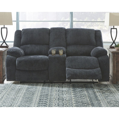 Draycoll Reclining Loveseat with Console - Slate