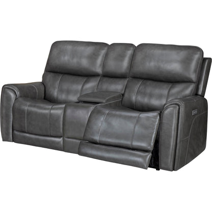 Damon Power Reclining Loveseat with Power Console - Rainier Steel