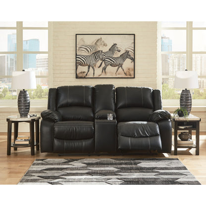 Calderwell Reclining Loveseat with Console - Black