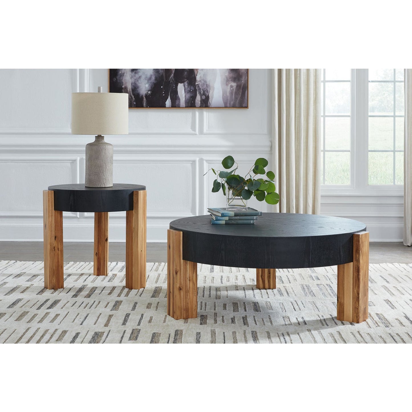 Breenmore 2 Pack Tables - Black/Natural