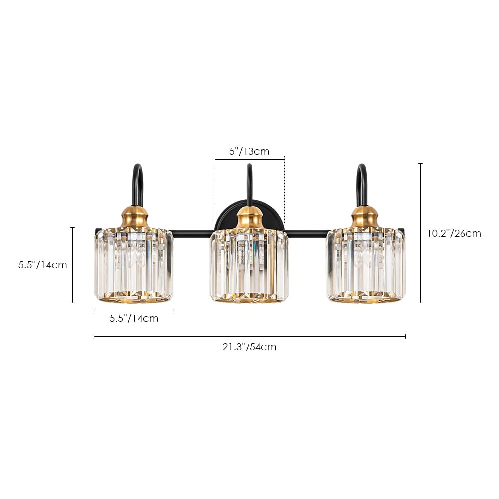 3/4-Light Modern Glam Linear Dimmable Crystal Bathroom Vanity Lights Over Mirror