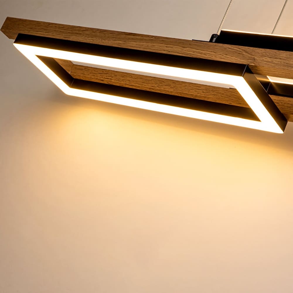 3/5-Light Integrated LED Linear Wood Chandelier Kitchen Island Pendant Light
