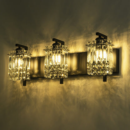 3-Light Modern Glam Bathroom Vanity Lights Crystal Wall Sconce Light for Mirror