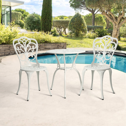 3-Piece Aluminum Outdoor Patio Butterfly Table and Chairs with Umbrella Hole