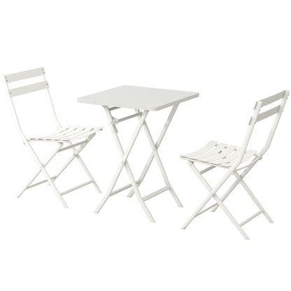 3 Piece Patio Minimalist Bistro Set Foldable Square Table & Chairs - 3-Piece