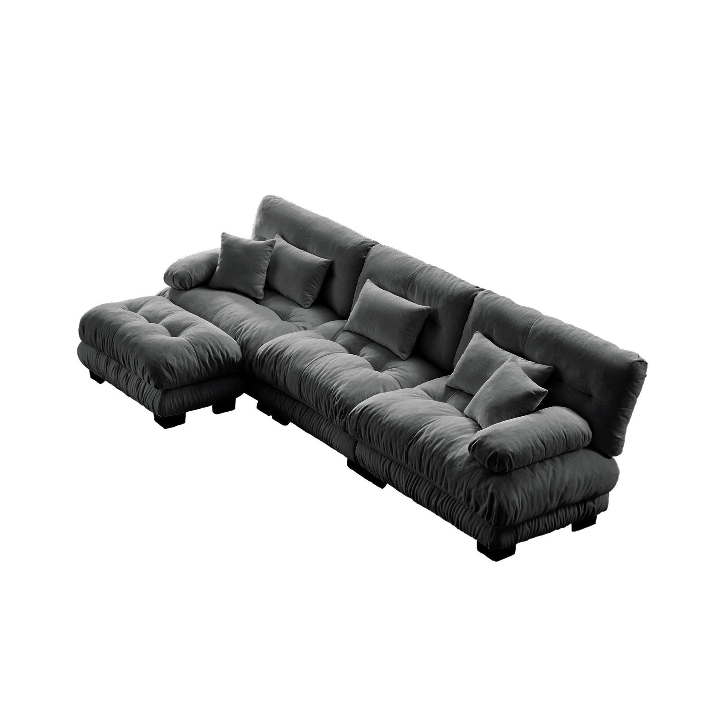 3-Seat Modular Sectional Sofa Deep Seat Couch L Shaped Cloud Couch with Convertible Ottoman for Living Room