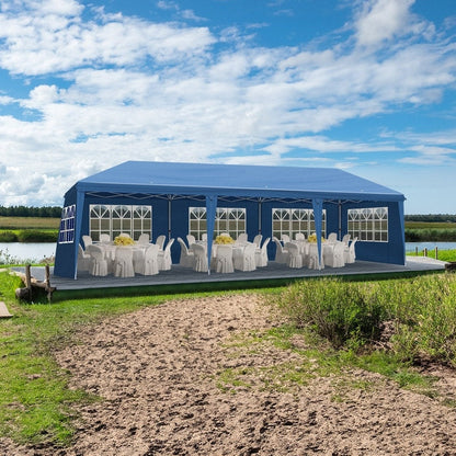 30x10FT Pop-up Oxford Cloth With 8 Sandbags and 8 Sidewalls With Tugboat Bag Canopy Gazebo - 30x10x8.8FT(WDH)
