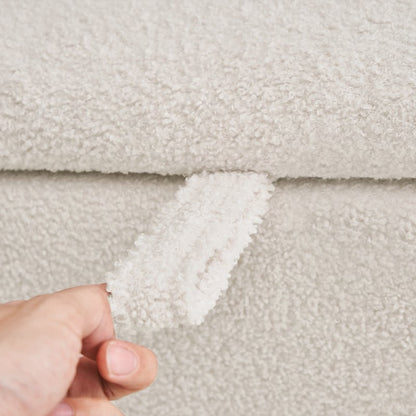39.5 Off White Boucle Storage Ottoman Bench Sherpa Storage Bench Ottoman Foot Rest End of Bed for Living Room Bedroom,Wood Leg