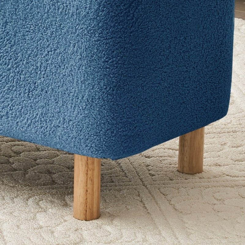 39.5 Off White Boucle Storage Ottoman Bench Sherpa Storage Bench Ottoman Foot Rest End of Bed for Living Room Bedroom,Wood Leg