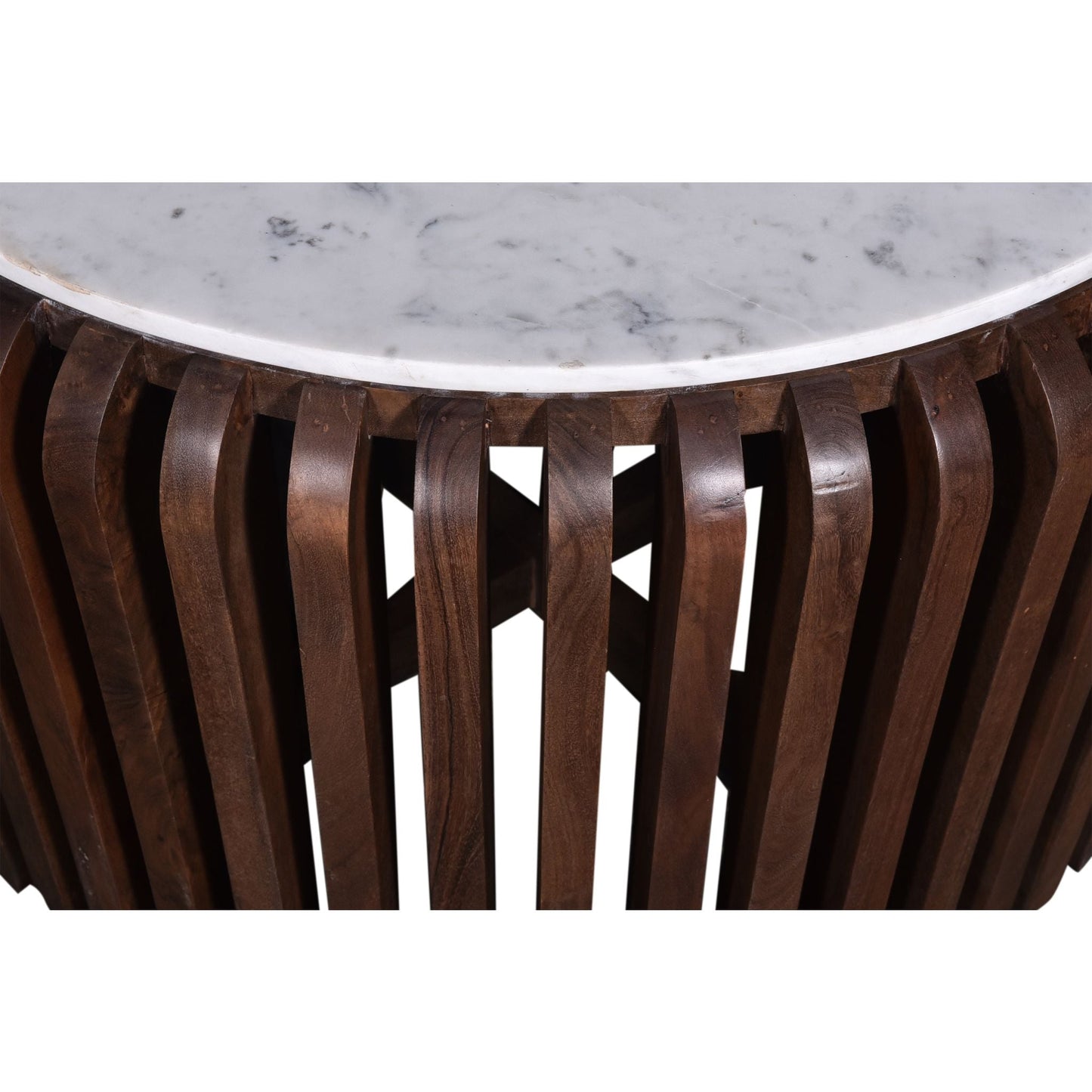 Alisha Coffee Table - White Marble/Brown