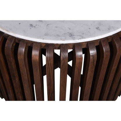 Alisha Coffee Table - White Marble/Brown