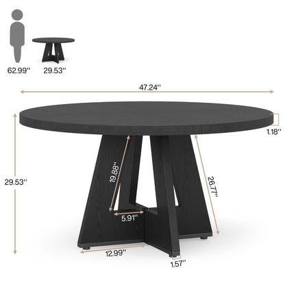 47 Round Dining Table for 4, Farmhouse Kitchen Table Small Dinner Table Wood Kitchen Table for Dining Room Living Room