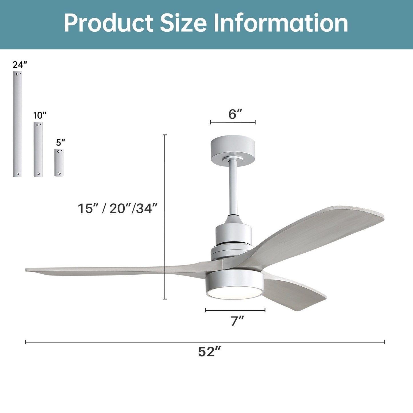 48 and 52 Integrated LED Ceiling Fan with Light and Remote, Reversible DC Motor
