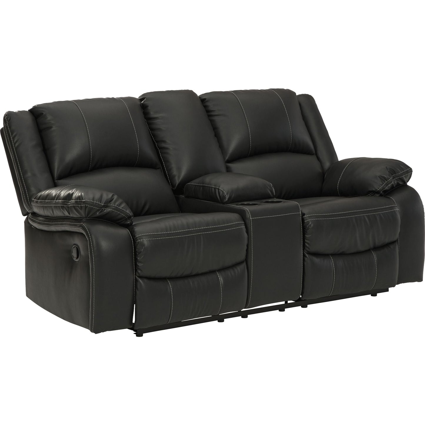 Calderwell Reclining Loveseat with Console - Black