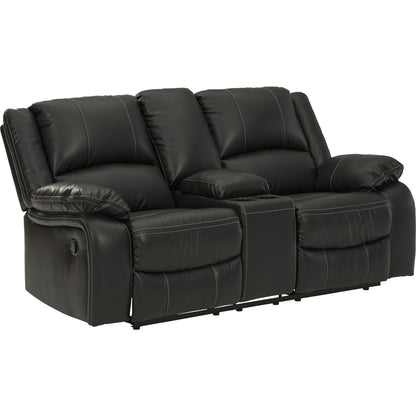 Calderwell Reclining Loveseat with Console - Black