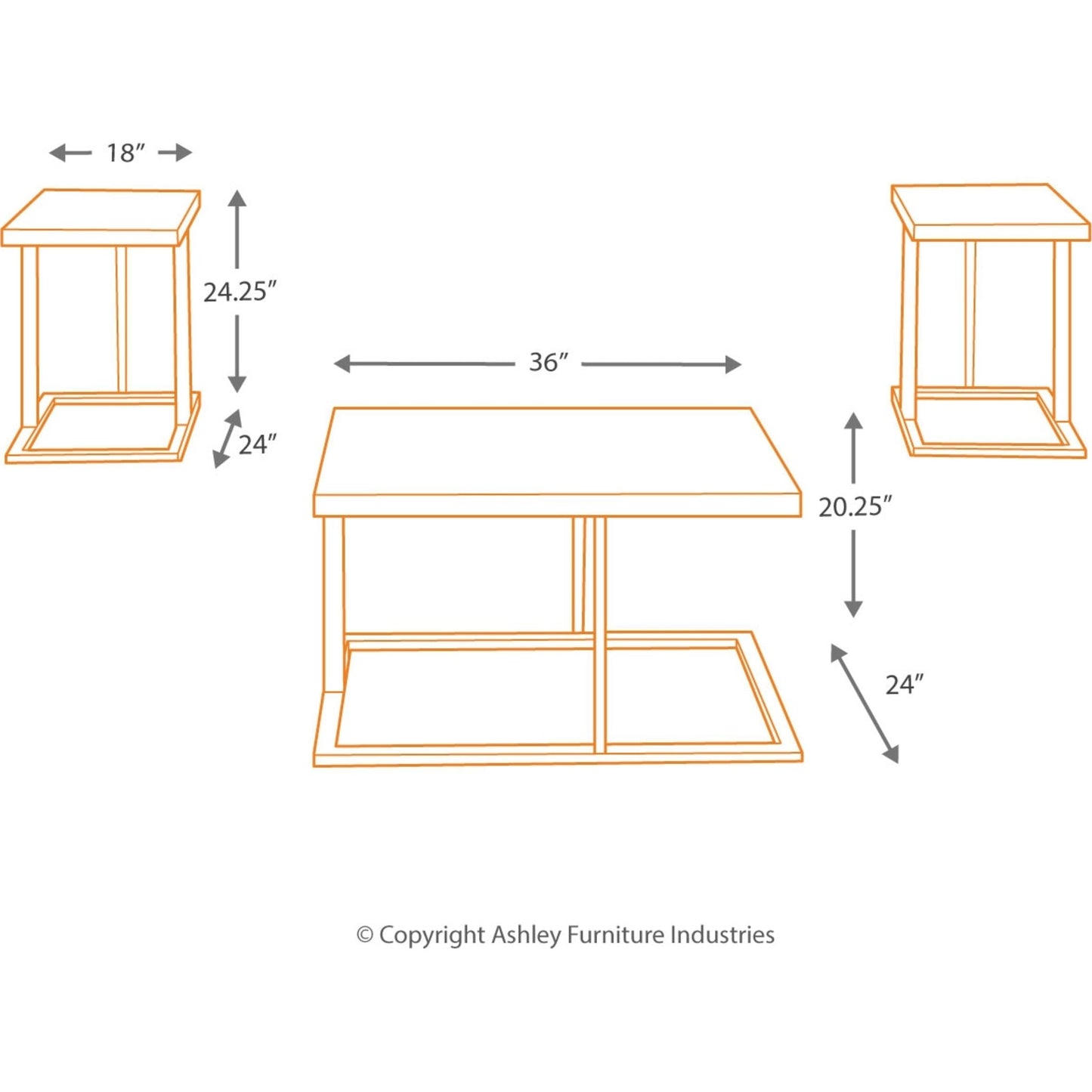 Airdon 3 Pack Tables - Bronze