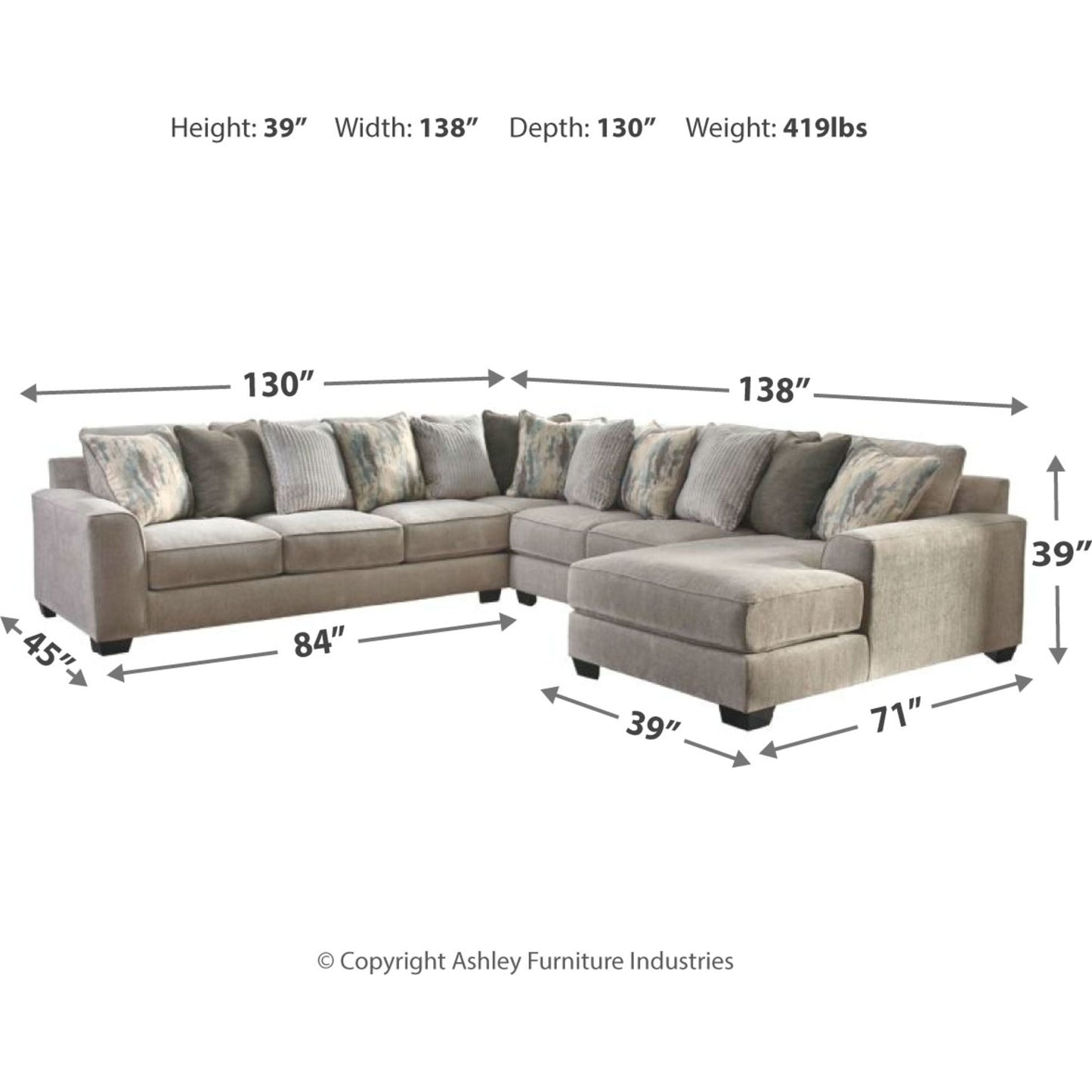 Ardsley 4 Piece Sectional with Chaise