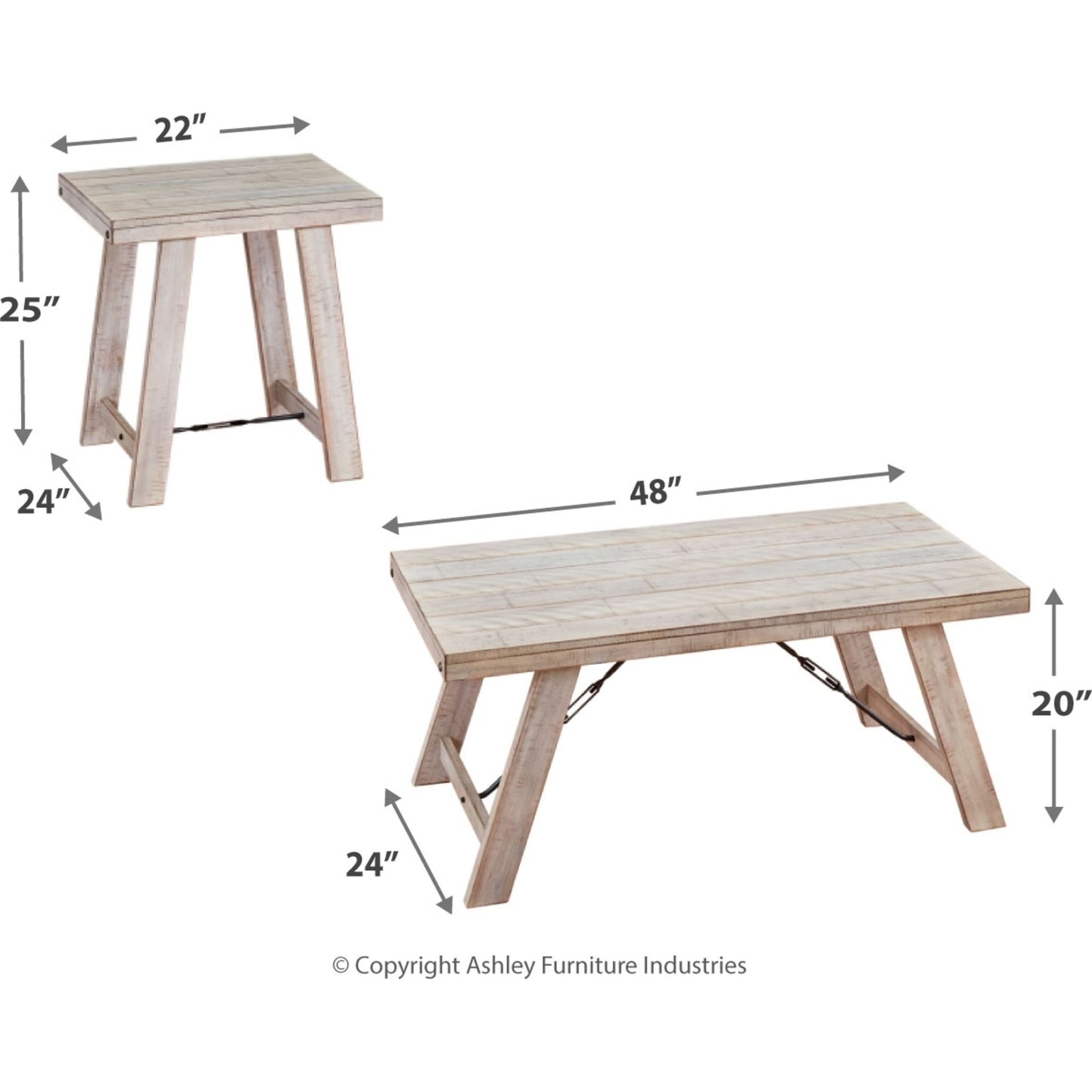 Carynhurst 3 Pack Tables - Whitewash