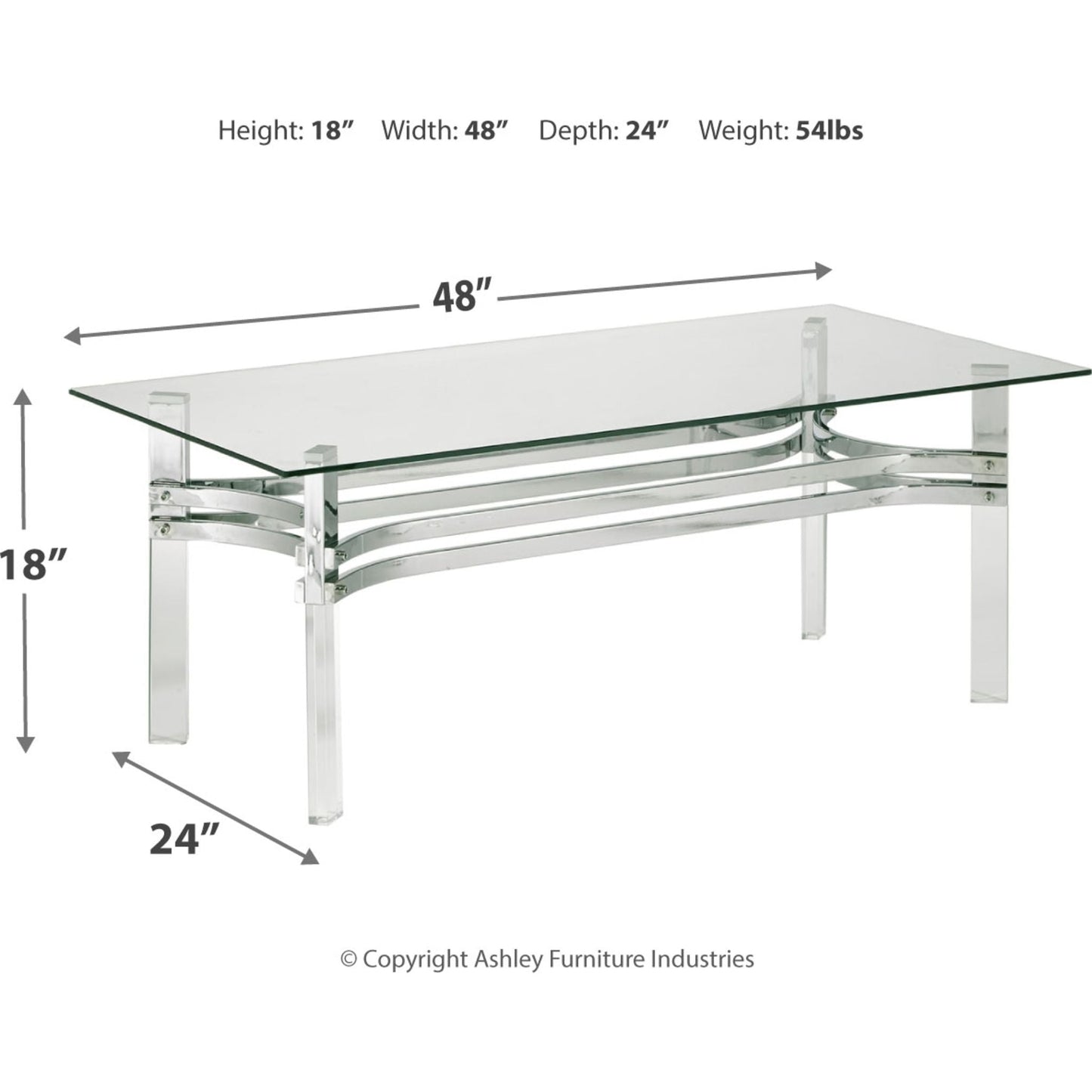 Braddoni Coffee Table - Chrome Finish