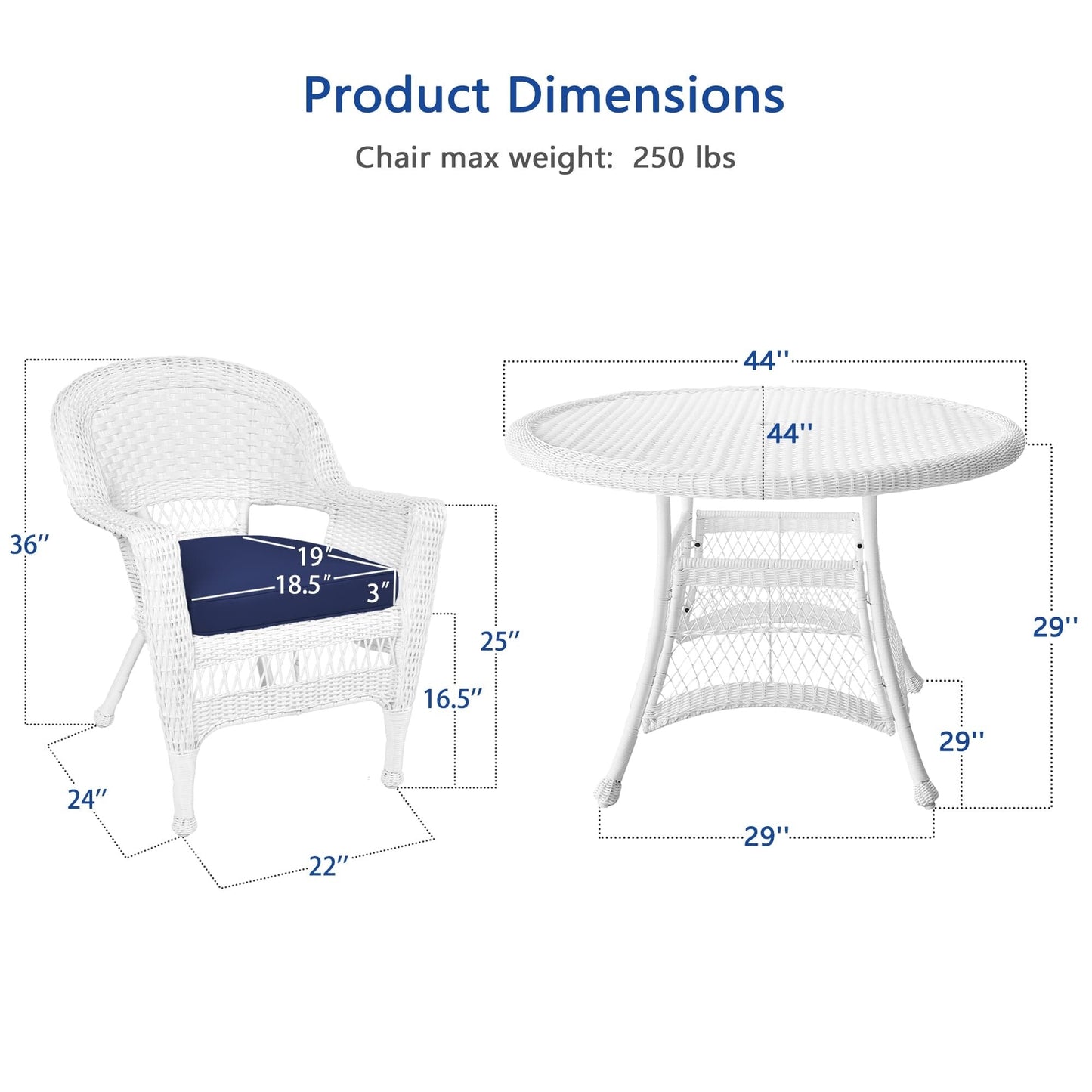 5-piece White Resin Wicker Dining Set