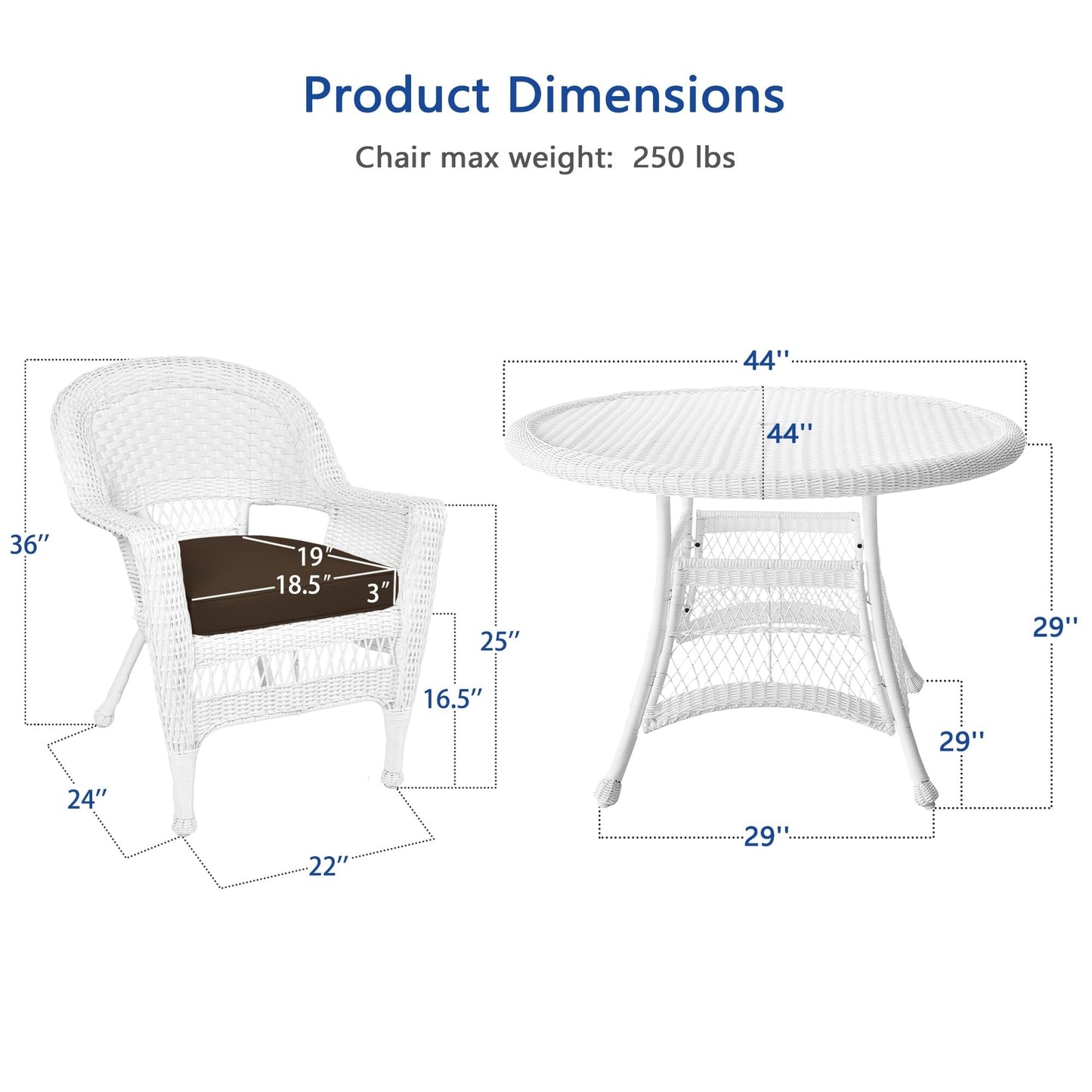 5-piece White Resin Wicker Dining Set