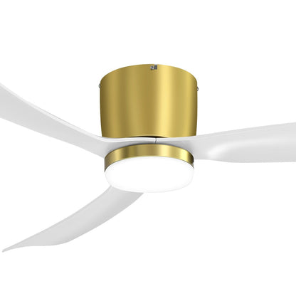 52 Inch Black/White Flush Mount LED Ceiling Fan with Lights Remote(3-Blade)