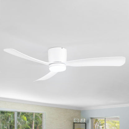 52 Inch Black/White Flush Mount LED Ceiling Fan with Lights Remote(3-Blade)